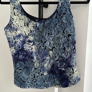 Mezon Tank Top with Hand-sewn Floral. Made in USA. Size M
